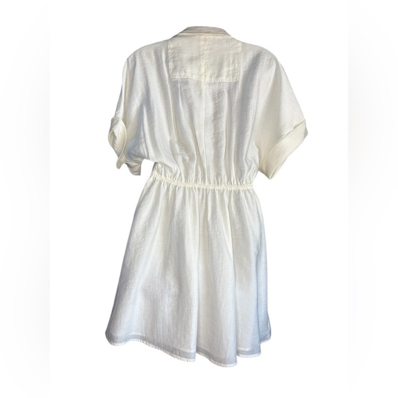 NWT ZARA women’s collar button down ivory/ cream short dress chest front pockets - Picture 3 of 10